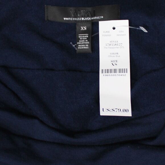 NWT White House Black Market Passporter Off-The-Shoulder Top Navy Blue Women XS - Picture 8 of 11